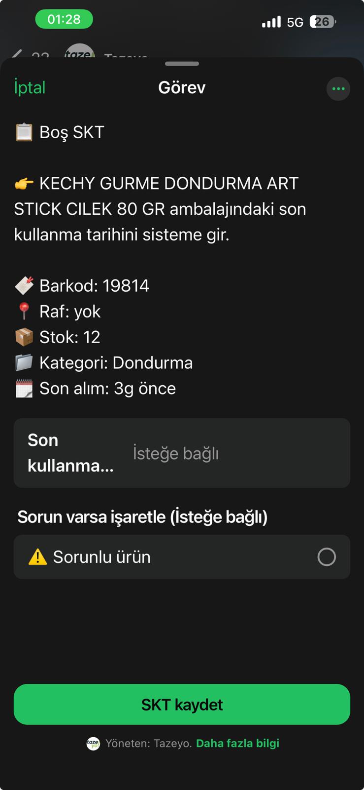 WhatsApp görev formu — Boş SKT